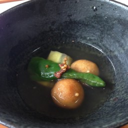 茄子と蓮餅の碗